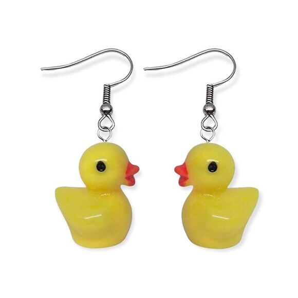 🆕Yellow Duck Charm Dangle Earrings - Picture 1 of 5